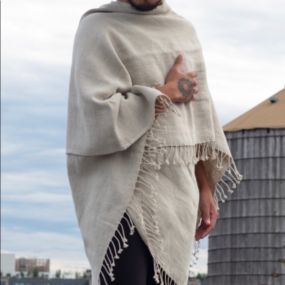 NWT flax linen poncho _ Burning Man